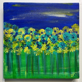 Mum Garden at Dusk (10x10) - Heartful Art by Raphaella Vaisseau