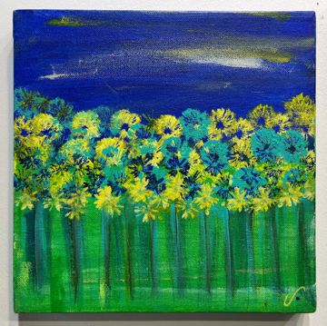 Mum Garden at Dusk (10x10) - Heartful Art by Raphaella Vaisseau