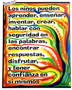 Los Ni�os Pueden what children can do poster in Spanish (11x14) - Heartful Art by Raphaella Vaisseau