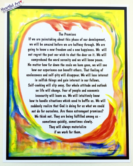 Promises AA recovery poster (11x14) - Heartful Art by Raphaella Vaisseau