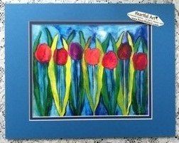Red Tulips on Turquoise print (11x14) - Heartful Art by Raphaella Vaisseau
