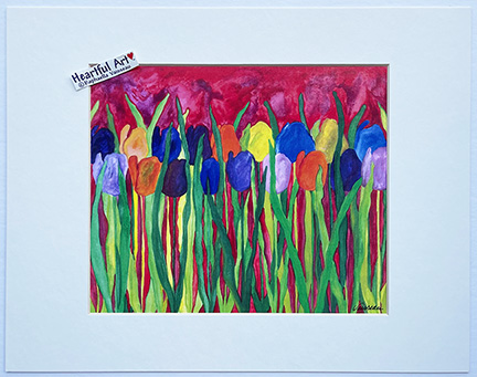 Tulips with Red Sky print - Heartful Art by Raphaella Vaisseau