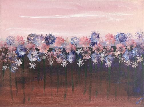 Sunset Over Prairie Flowers (12 x 16) - Heartful Art by Raphaella Vaisseau
