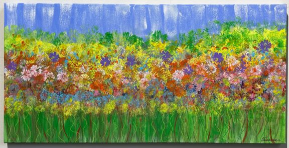 Bountiful Blooming Field of Flowers (12x24) - Heartful Art by Raphaella Vaisseau