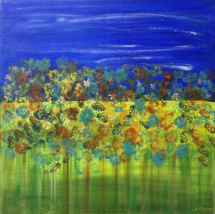 Garden of a Deep Blue Sky (18 x 18) - Heartful Art by Raphaella Vaisseau