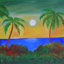 Tropical Moonrise (12x12) print - Heartful Art by Raphaella Vaisseau