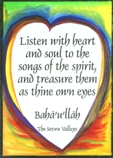 Listen with heart and soul Baha'u'llah (Baha'i) magnet - Heartful Art by Raphaella Vaisseau
