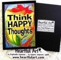 Think Happy Thoughts magnet - Heartful Art by Raphaella Vaisseau