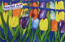 Tulips on blue postcards - Heartful Art by Raphaella Vaisseau