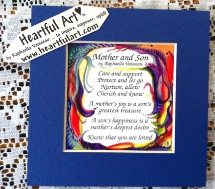 Mother and Son original poem quote (5x5) - Heartful Art by Raphaella Vaisseau