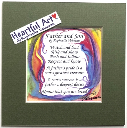 Father and Son original poem quote (5x5) - Heartful Art by Raphaella Vaisseau