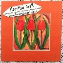 Red Orange Tulips on Coral print - Heartful Art by Raphaella Vaisseau