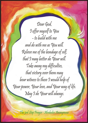 Dear God poster (3rd Step AA Prayer) (5x7) - Heartful Art by Raphaella Vaisseau