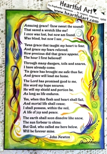 Amazing Grace John Newton poster (5x7) - Heartful Art by Raphaella Vaisseau