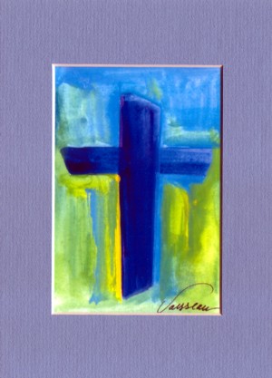 Cross of blue (print) - Heartful Art by Raphaella Vaisseau