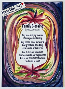 Family Blessing original prose poster (5x7) - Heartful Art by Raphaella Vaisseau