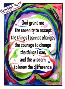 God grant me Serenity Prayer AA poster (5x7) - Heartful Art by Raphaella Vaisseau