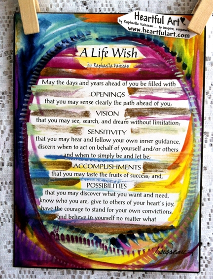 Life Wish original prose poster (5x7) - Heartful Art by Raphaella Vaisseau