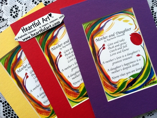 Mother and Daughter original poem quote (5x7) - Heartful Art by Raphaella Vaisseau