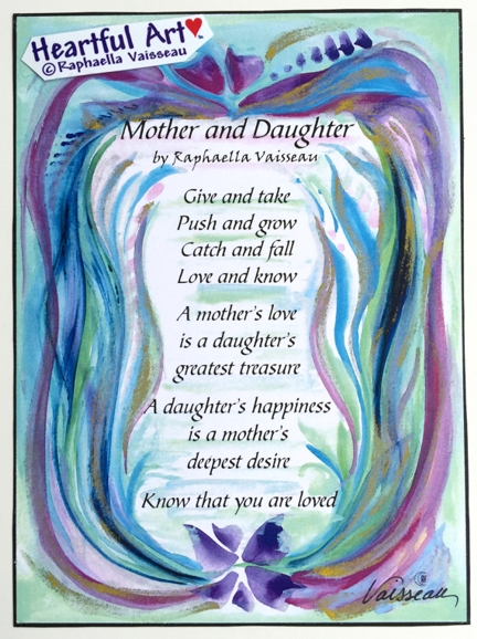 Mother and Daughter original prose poster (5x7) - Heartful Art by Raphaella Vaisseau