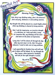 Morning Prayer AA Eleventh Step poster (5x7) - Heartful Art by Raphaella Vaisseau