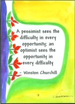 Pessimist Optimist Winston Churchill poster (5x7) - Heartful Art by Raphaella Vaisseau