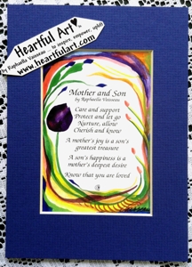 Mother and Son original poem quote (5x7) - Heartful Art by Raphaella Vaisseau