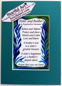 Sister and Brother original poem quote (5x7) - Heartful Art by Raphaella Vaisseau