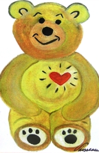 Teddybear 2 with heart print - Heartful Art by Raphaella Vaisseau