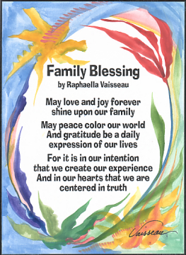Family Blessing original prose poster (5x7) - Heartful Art by Raphaella Vaisseau