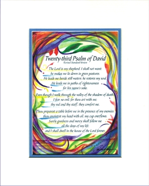 Twenty-third Psalm of David quote (8x10) - Heartful Art by Raphaella Vaisseau