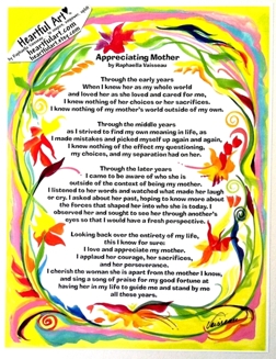 Appreciating Mother original poem poster (8x11) - Heartful Art by Raphaella Vaisseau