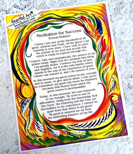 Meditation for Success Ernest Holmes poster (8x11) - Heartful Art by Raphaella Vaisseau