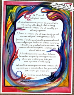 Friend original prose poster (8x11) - Heartful Art by Raphaella Vaisseau