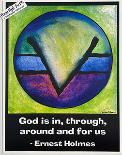 God is in through us Ernest Holmes poster (8x11) - Heartful Art by Raphaella Vaisseau