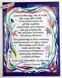 Look to this day Sanskrit poster (8x11) - Heartful Art by Raphaella Vaisseau