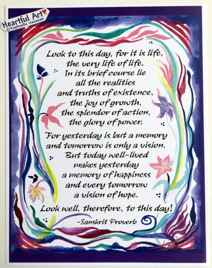 Look to this day Sanskrit poster (8x11) - Heartful Art by Raphaella Vaisseau
