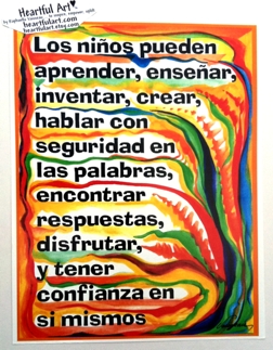 Los Ninos Pueden Children poster in Spanish (8x11) - Heartful Art by Raphaella Vaisseau