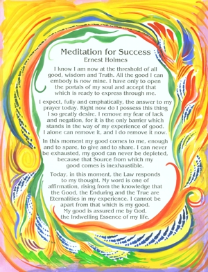 Meditation for Success poster (med) - Ernest Holmes