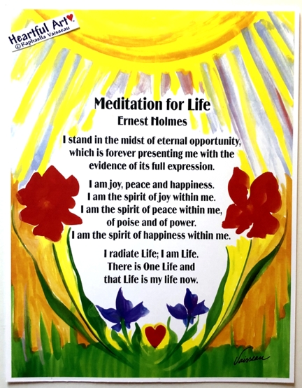 Meditation for Life Ernest Holmes poster (8x11) - Heartful Art by Raphaella Vaisseau