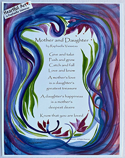 Mother and Daughter original poem poster (8x11) - Heartful Art by Raphaella Vaisseau