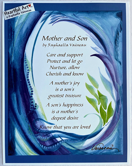 Mother and Son original poem poster (8x11) - Heartful Art by Raphaella Vaisseau