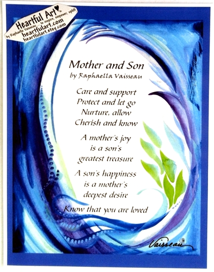 Mother and Son original poem poster (8x11) - Heartful Art by Raphaella Vaisseau