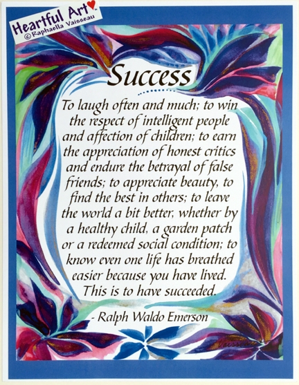 Success Ralph Waldo Emerson poster (8x11) - Heartful Art by Raphaella Vaisseau