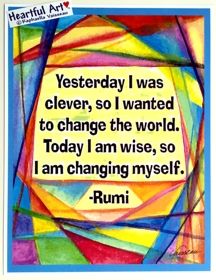 Yesterday I was clever Rumi poster (8x11) - Heartful Art by Raphaella Vaisseau