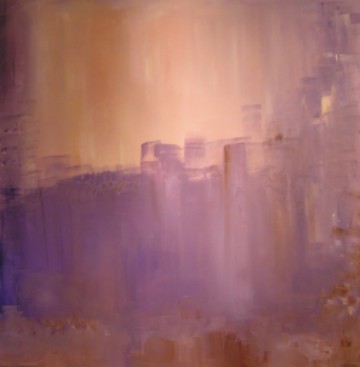 Cityscape at Sunset (36 x 36) - at show in Venice, FL