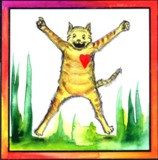 Happycat print (5x5) - Heartful Art by Raphaella Vaisseau