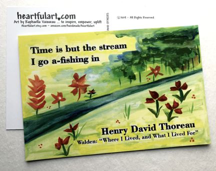 Time is but the stream Thoreau postcards - Heartful Art by Raphaella Vaisseau