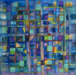 Grid in Blue print - Heartful Art by Raphaella Vaisseau