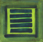 Zen abstract in green and deep blue - Heartful Art by Raphaella Vaisseau